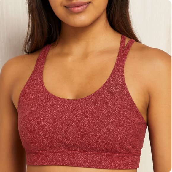 CRZ YOGA Strappy Sports Bra Red Print Medium Support Activewear Yoga Gym Fitness - Picture 1 of 5